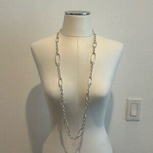 Silver plated chain link necklace 19 inches long